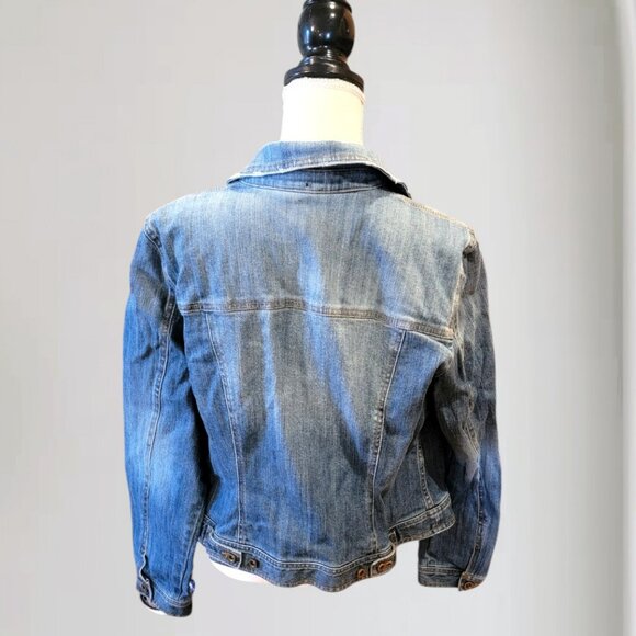 INC Classic Style Denim Jean Jacket Distressed Look in Size Medium - Picture 2 of 5